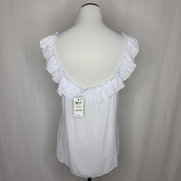 INC International Concepts Ruffle-Trim Empire Top White NWT $50 Size Large - Picture 9 of 11